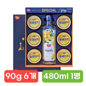 동원 - 스페셜 14호 참치 90g 6캔 + 카놀라유 480ml 1병